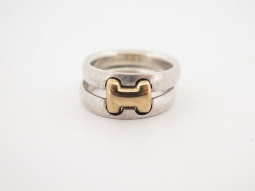 Ring 54 vintage HERMES olympus double ring 54 solid silver 925 & 18k yellow gold 58 Facettes 255539