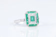 Ring Art Deco style ring Emeralds Diamonds 58 Facettes 1