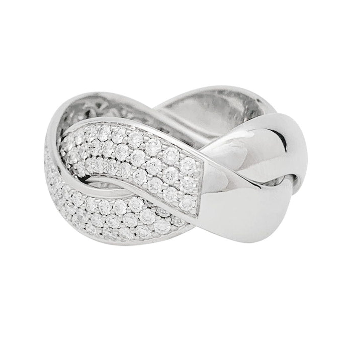 Bague 58 Bague Poiray, "Tresse", or blanc et diamants. 58 Facettes 31069