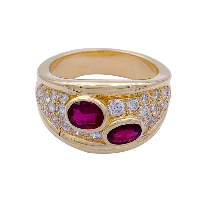 Bague 54 Bague bandeau rubis et diamants. 58 Facettes 32179