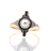 Ring 55 Ring Yellow Gold Platinum Pearl Diamonds Sapphires 58 Facettes 24969