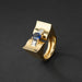 Ring 51 Tank ring in yellow gold, sapphire & diamonds 58 Facettes