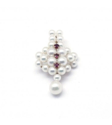 Pendentif Jaune / Or 585 Pendentif Perles et Rubis 58 Facettes 140229R