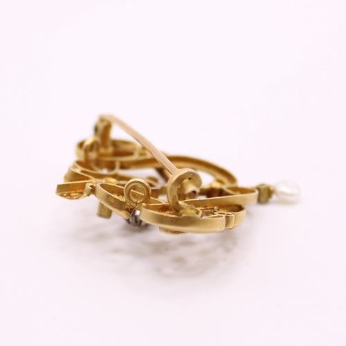 Broche Broche et/ou Pendentif ancien or 18k, Art Nouveau Diamants et Perle fine 58 Facettes