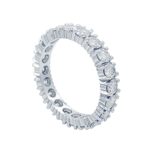 Bague 56 Alliance tour complet or blanc, diamants. 58 Facettes 32378