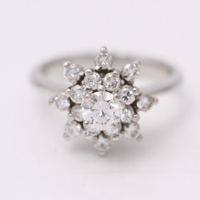 Bague 53 Bague rosace Or blanc Diamants 58 Facettes E359137