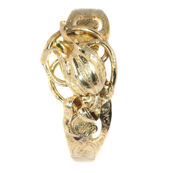 Bracelet Jonc en or avec grand motif tulipe 58 Facettes 20195-0008