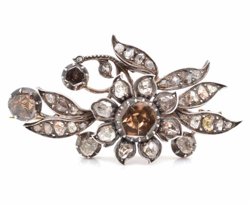 Brooch Brooch 19th Yellow Gold Silver Diamond 58 Facettes 24395