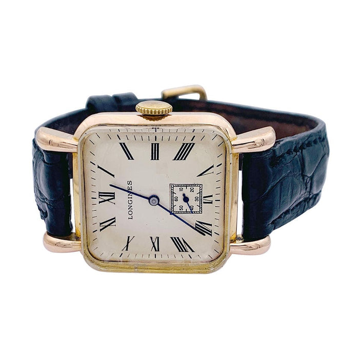 Montre Montre vintage Longines, or rose, cuir. 58 Facettes 32485