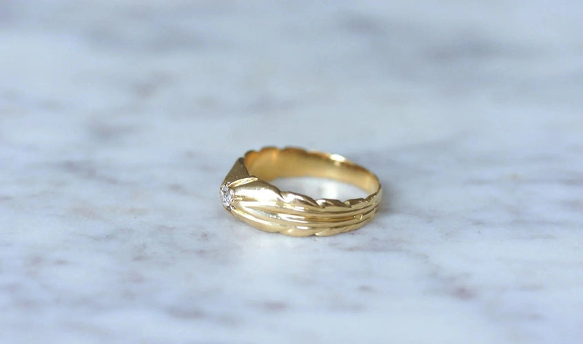 Bague Bague jonc or jaune et diamant 58 Facettes