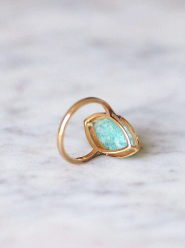 Bague marquise amazonite & or rose 58 Facettes