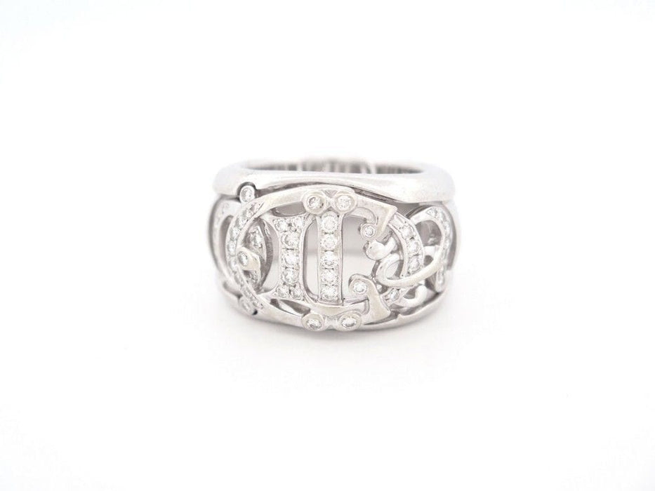 Bague 57 bague CHRISTIAN DIOR logo sertie de 50 diamants or blanc 18k 58 Facettes 253442