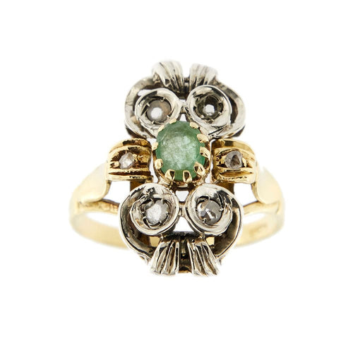 Bague 54 Bague vintage 2 Ors Emeraude Diamants 58 Facettes 33948