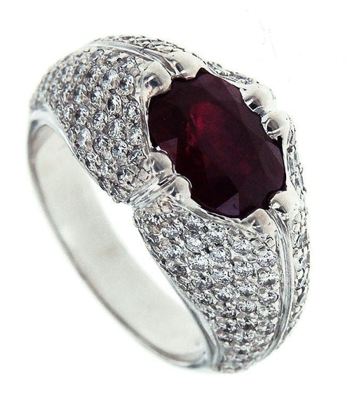 Ring 54 White gold ring with ruby ​​diamonds 58 Facettes 61200005