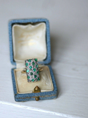 Bague Bague damier émeraude et diamants 58 Facettes