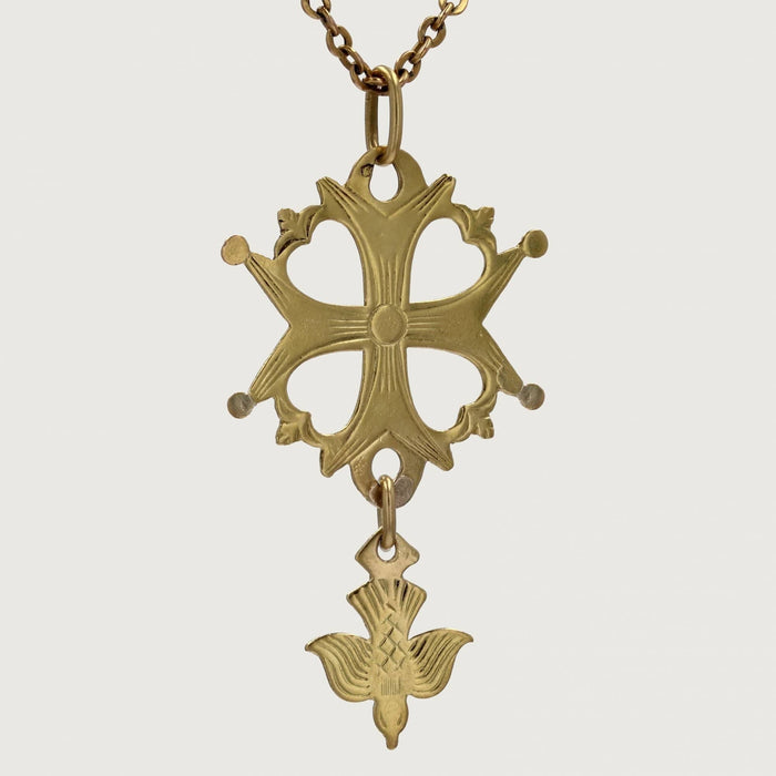 Pendentif Croix huguenote or jaune 58 Facettes 23-163