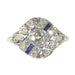 Bague 56 Bague Art Déco diamants et saphirs 58 Facettes 19280-0046
