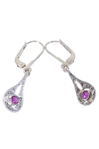 Boucles d'oreilles Boucles d'oreilles, or blanc, rubis 58 Facettes 050241