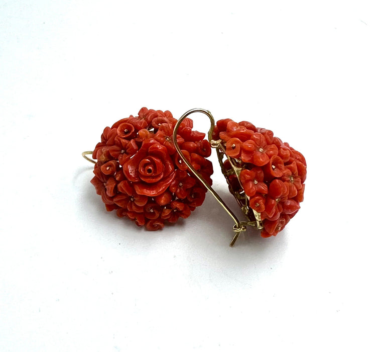 Boucles d'oreilles Boucles d'oreilles anciennes en corail sicilien 58 Facettes