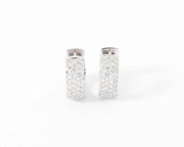 Boucles d'oreilles Boucles d'oreilles en demi-créole or gris et diamants 58 Facettes