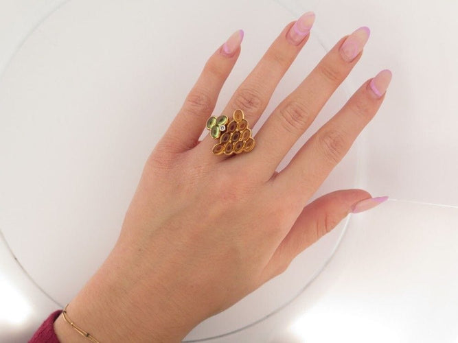 Bague 55 bague MAUBOUSSIN grappe de raisin t55 or jaune 18k diamant citrine peridot 58 Facettes 254217