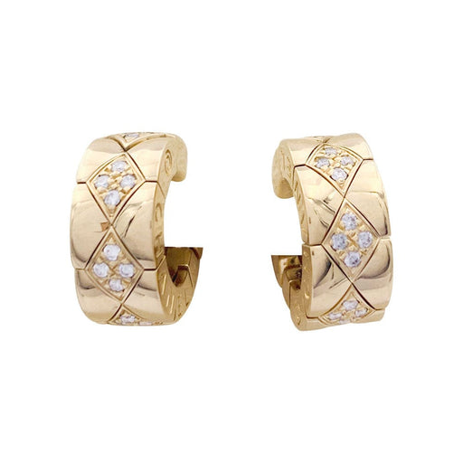 Boucles d'oreilles Boucles d'oreilles Chanel, "Matelassé" en or jaune et diamants. 58 Facettes 33296