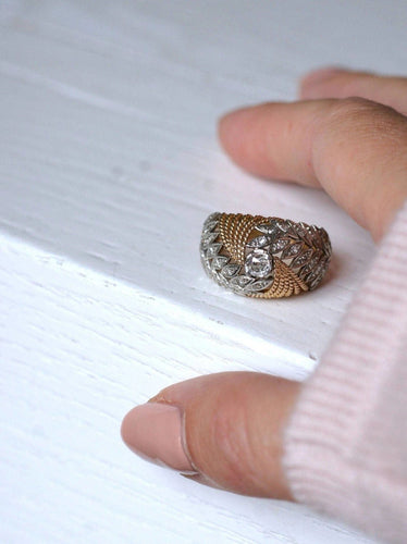 Bague Dôme vintage palmes diamants 58 Facettes