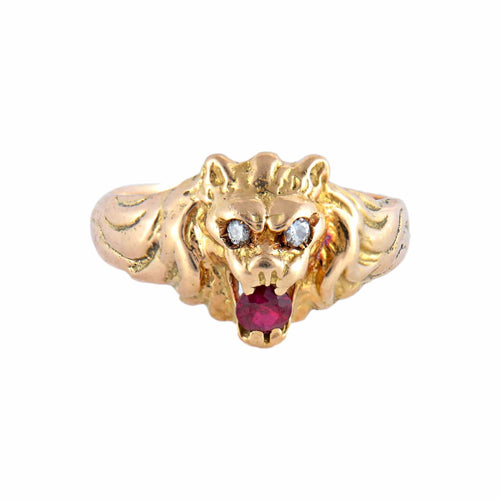 Bague 61 / Or Jaune / Rubis BAGUE "LION" OR, DIAMANTS & RUBIS 58 Facettes BO/220049/NSS