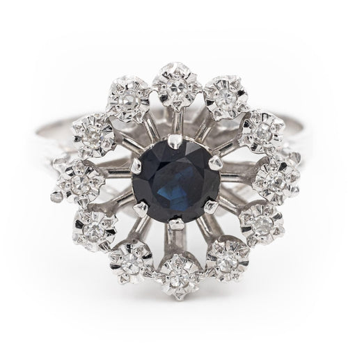 Bague 57 Bague Marguerite Or blanc Saphir 58 Facettes 2283188CN