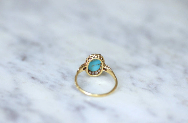 Bague Bague marguerite turquoise diamants 58 Facettes