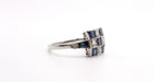 Ring Art deco style ring in platinum with diamonds and sapphires. 58 Facettes