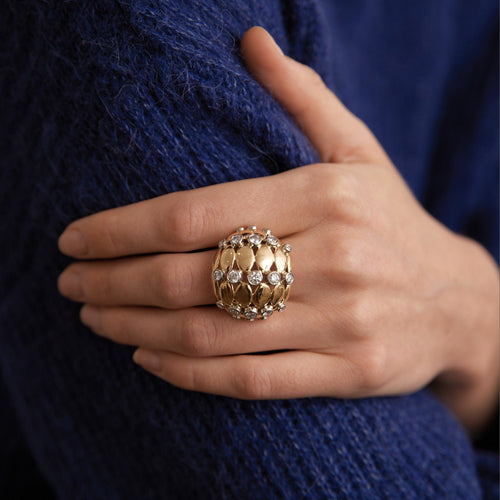 Bague 57 Bague Boule en or jaune, diamants 58 Facettes