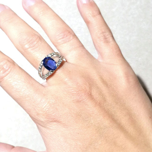 Bague 53 Bague Or blanc Saphir Ceylan Diamants 58 Facettes 3780