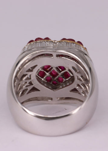 Bague Enter Bague Cœur Or blanc Rubis et Diamants 58 Facettes RNG141