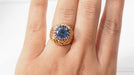 Ring Yellow gold and blue topaz gadrooned ring 58 Facettes 30912