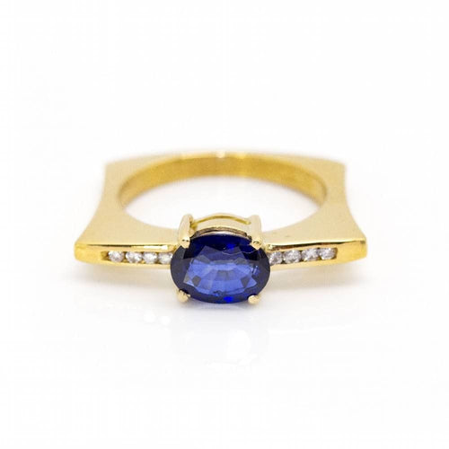 Bague 55 KLASH ring in yellow gold, sapphire and diamonds 58 Facettes D360264JE