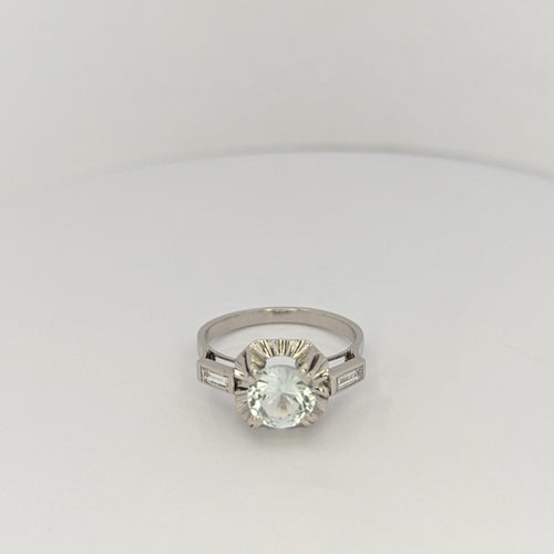 Bague Bague diamants et aigue-marine 58 Facettes 25627