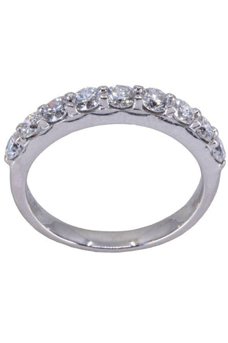 Bague 55 Demi alliance Or blanc Diamants 58 Facettes 079981