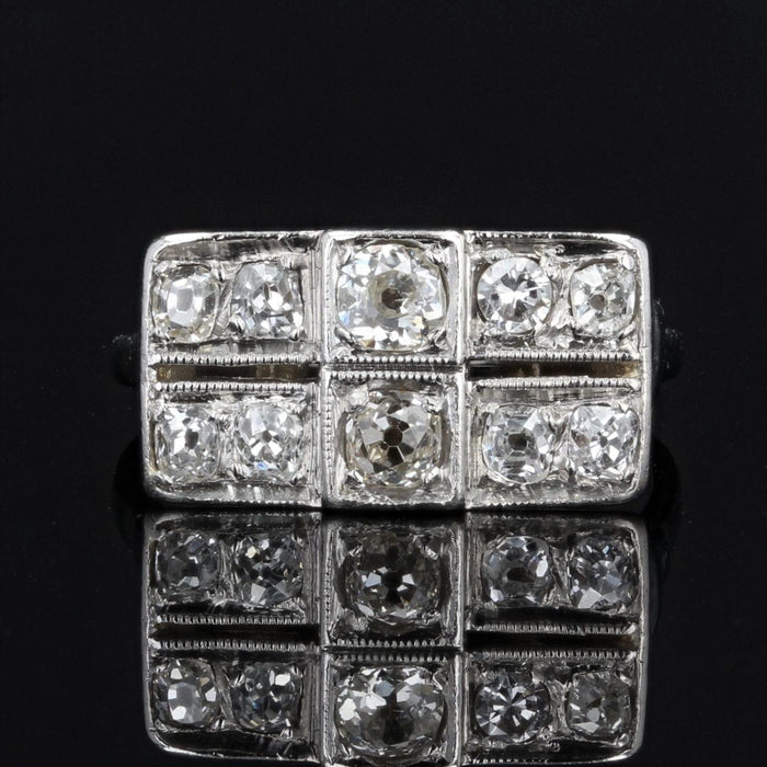 Bague 52 Bague art déco rectangulaire diamants 58 Facettes 22-333