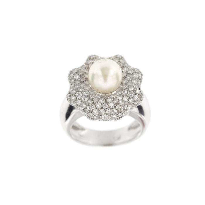 Bague 57 Bague Fleur perle et diamants 58 Facettes 10510