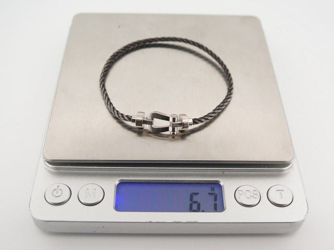 Bracelet bracelet FRED force 10 mm or blanc 18k + cable acier anthracite 58 Facettes 254692