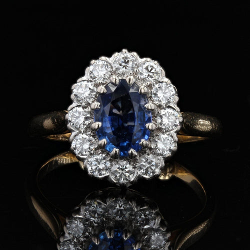 Bague 50 Bague pompadour diamants et saphir 58 Facettes 22-148