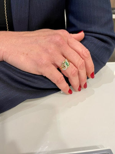 Bague 54 BAGUE MODERNE ÉMERAUDES ET DIAMANTS 58 Facettes 044511