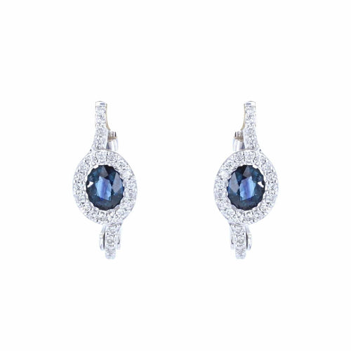 Boucles d'oreilles Boucles d'oreilles or blanc saphirs diamants 58 Facettes 21-510