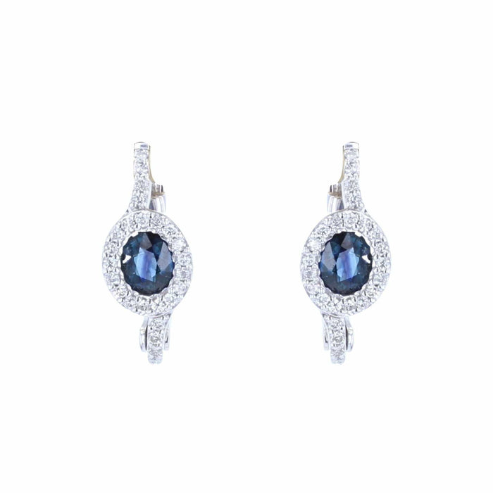 Boucles d'oreilles Boucles d'oreilles or blanc saphirs diamants 58 Facettes 21-510