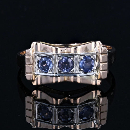 Bague 63 Bague ancienne rétro 3 saphirs 58 Facettes 17-337C