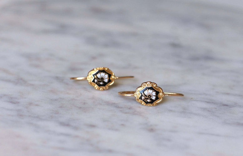 Boucles d'oreilles poissardes en or et émail 58 Facettes