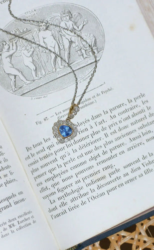 Pendentif Collier Pendentif Cœur 2 Ors Saphir Ceylan Diamants 58 Facettes