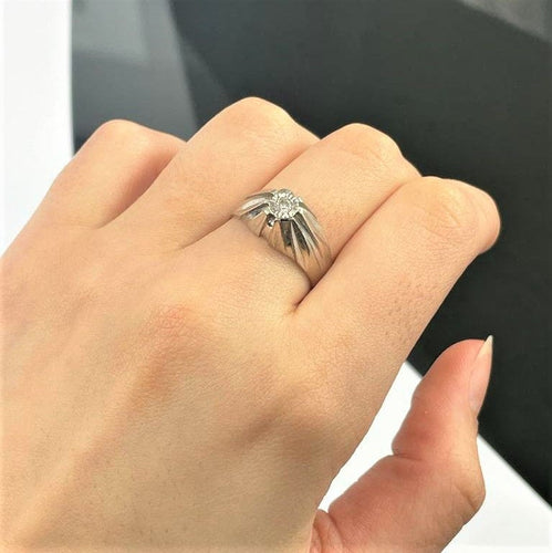 Bague 59.5 Bague Dôme en Or Blanc avec Diamant 58 Facettes 20400000539