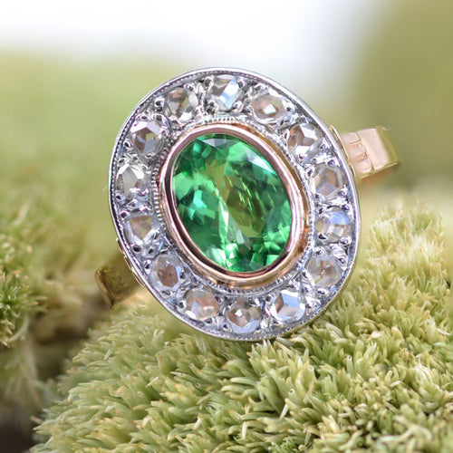 Bague 57 Bague ancienne tsavorite et diamants 58 Facettes 22-265